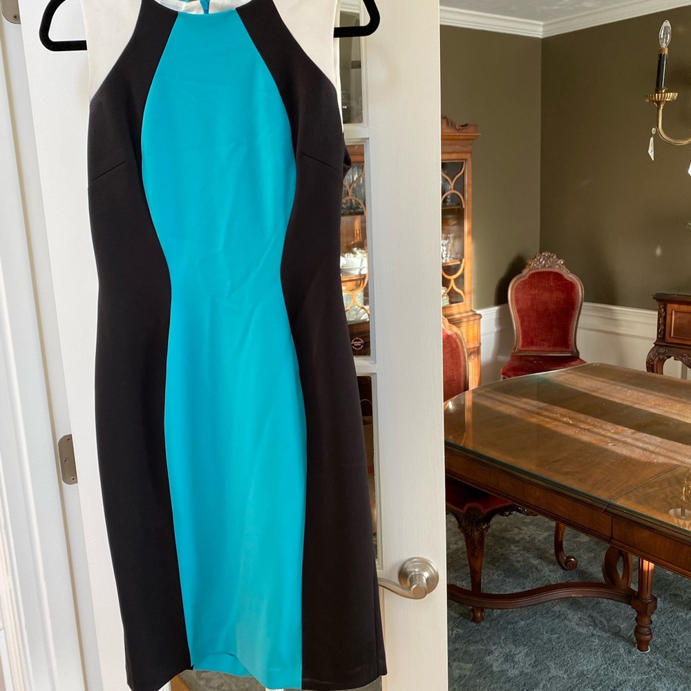 Maggy London tri-color, knee length dress